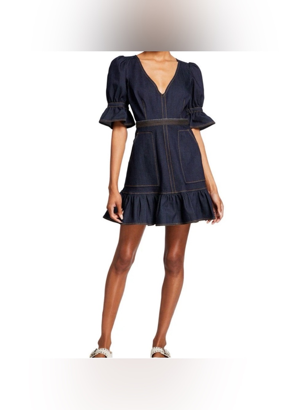 Cinq A Sept Natasha Puff Sleeve Denim Mini Dress